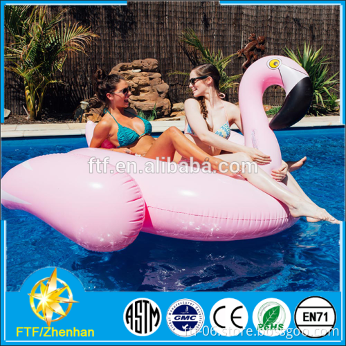 Custom giant pink inflatable water flamingos floating row water cartoon animal toy air mattress in pool for adult or child
